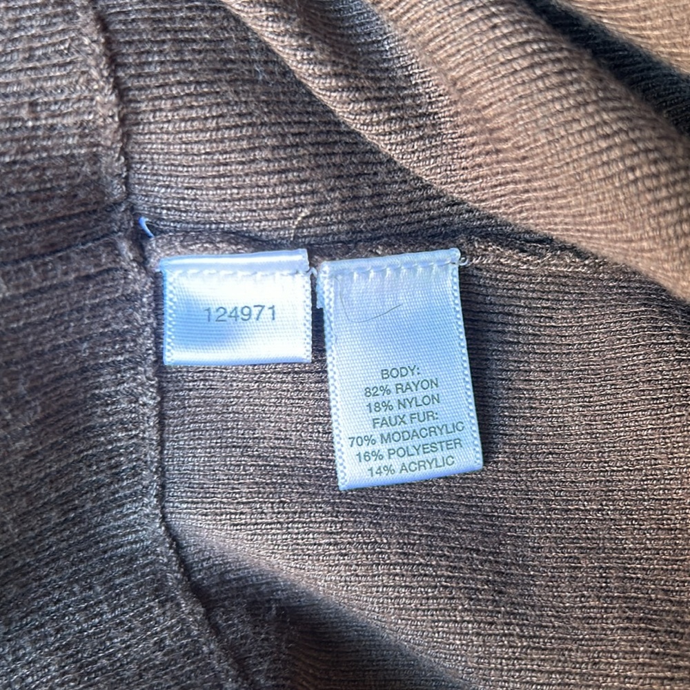 Ann Taylor LOFT Cardigan w/ Faux Fur Collar & stone embellished buttons (Dar) - Picture 5 of 5
